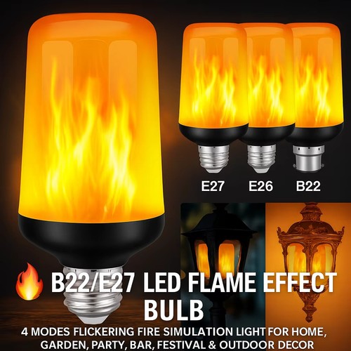 Led flame effect bulb - 4, modes